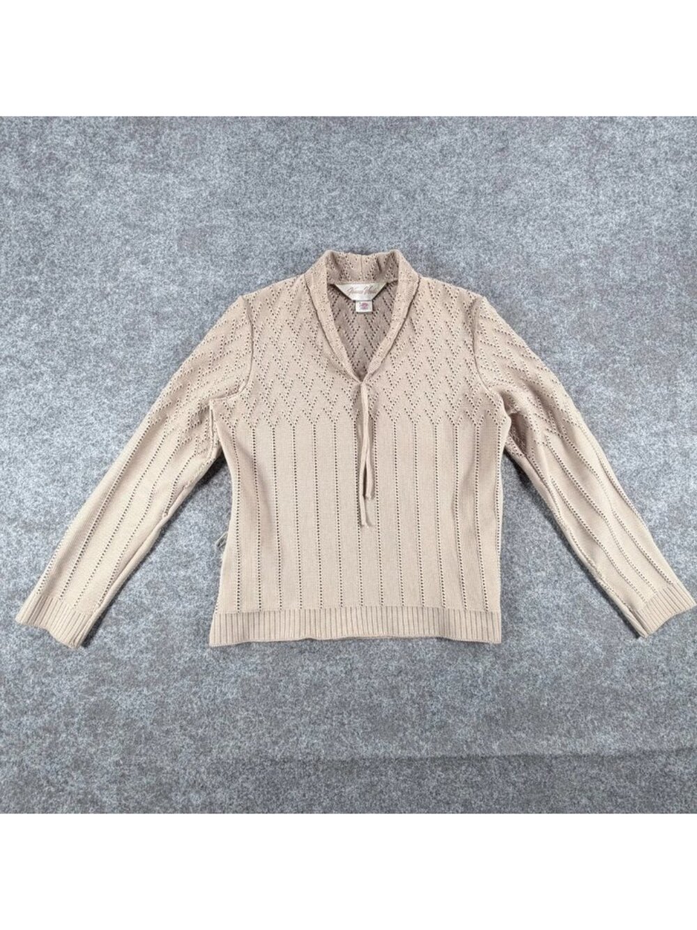 Vintage Franco Verdi Pullover Sweater Womens Oatmeal Workers Union Shawl Collar‎